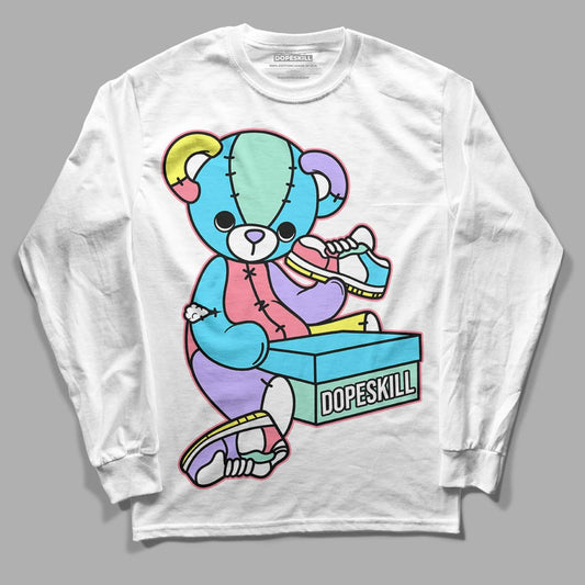 Candy Easter Dunk Low DopeSkill Long Sleeve T-Shirt Sneakerhead BEAR Graphic - White 