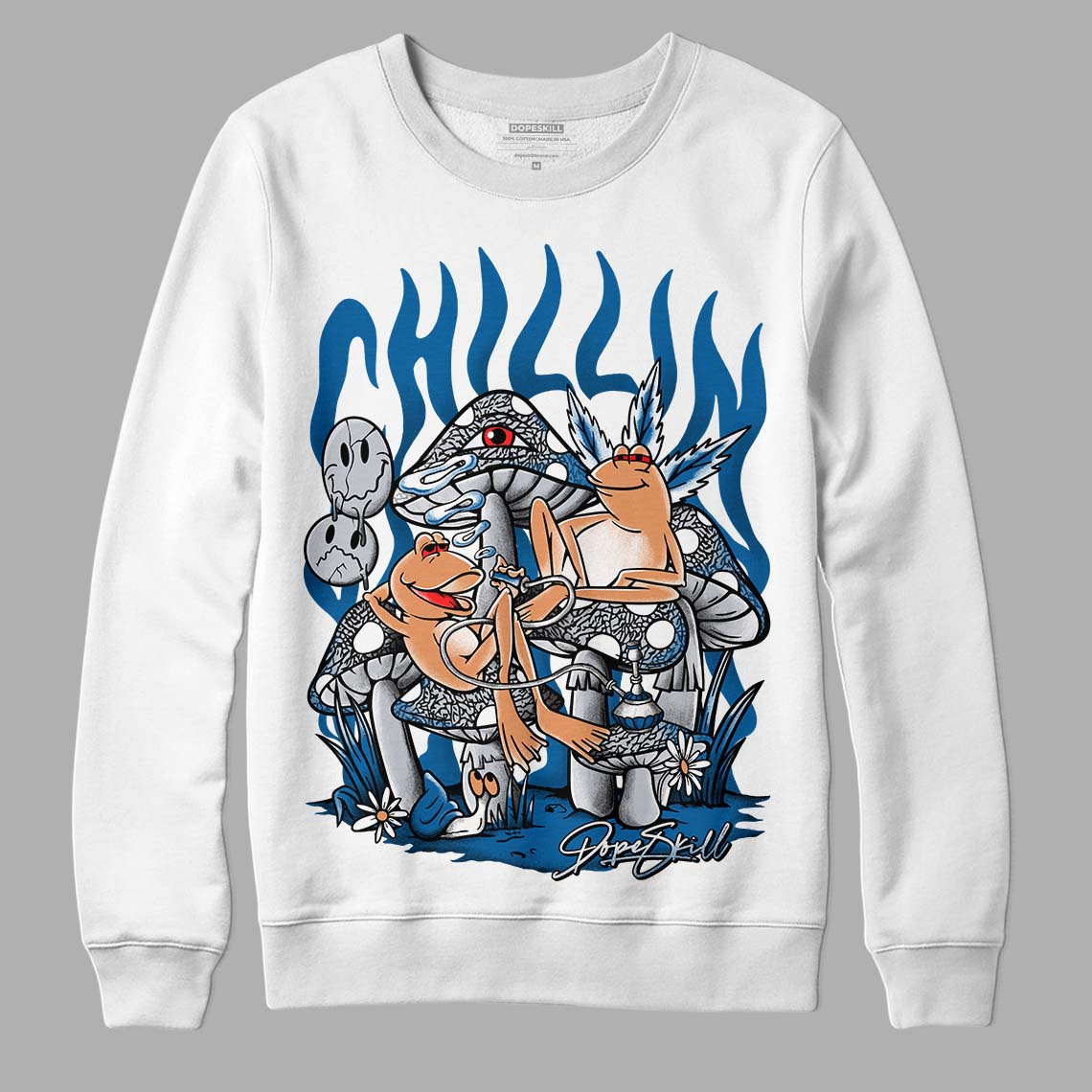 Jordan 3 Retro Wizards DopeSkill Sweatshirt Chillin Graphic Streetwear - White 