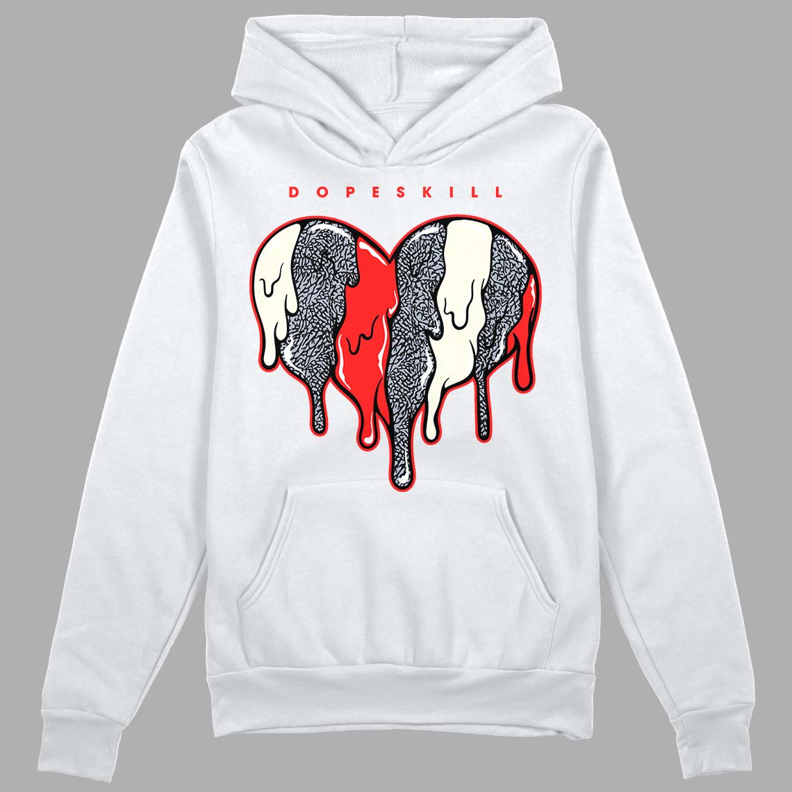 Jordan 3 Retro White Cement Reimagined DopeSkill Hoodie Sweatshirt Slime Drip Heart Graphic Streetwear - White