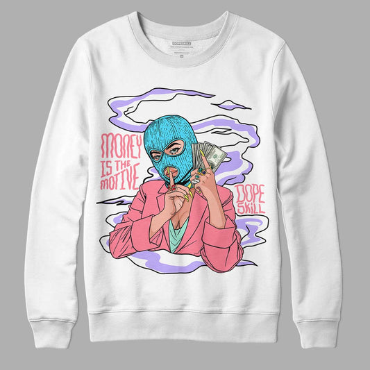 Candy Easter Dunk Low DopeSkill Sweatshirt Money Is The Motive Graphic - White 