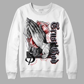 Fire Red 9s DopeSkill Sweatshirt Trust God Graphic - White 