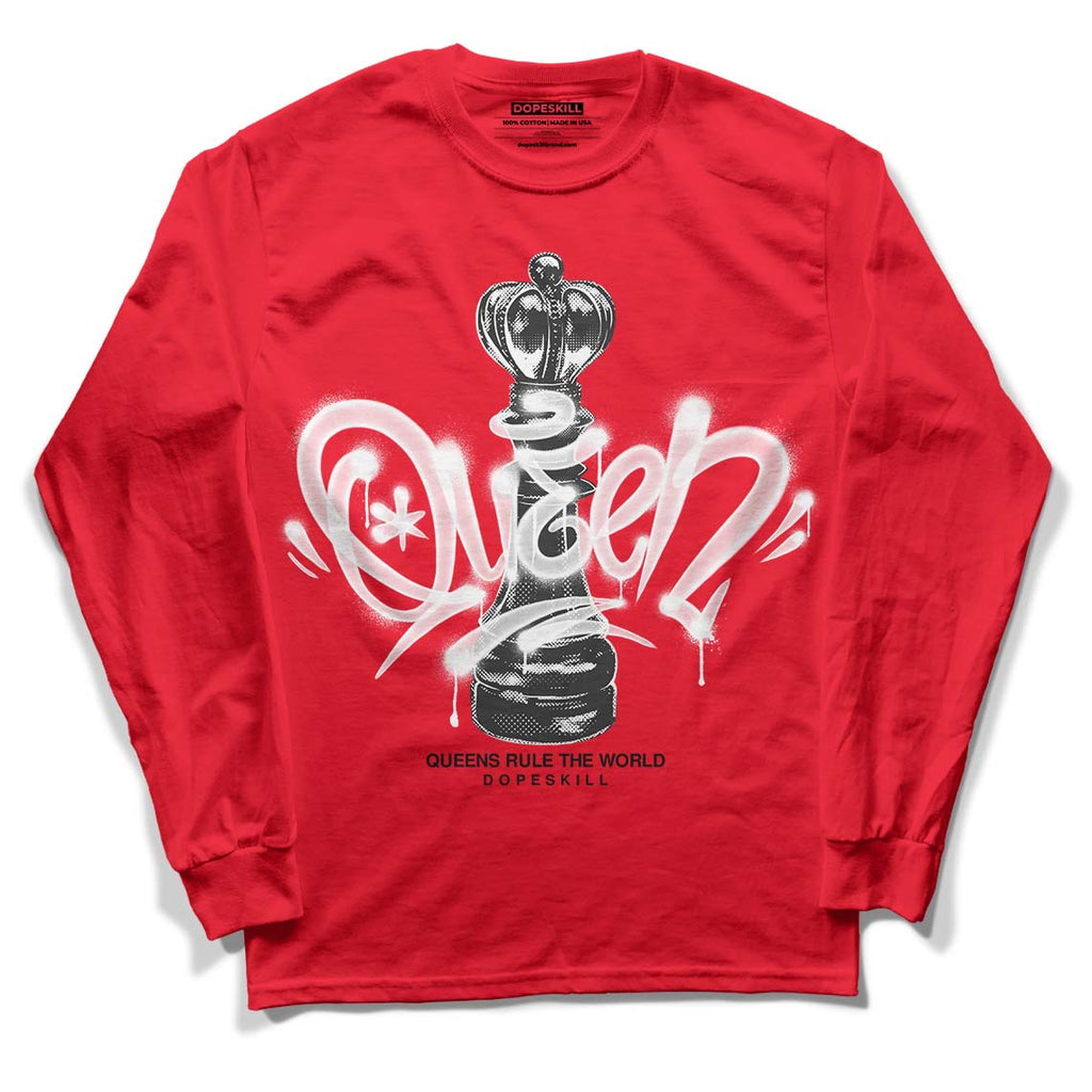 Jordan 4 Red Thunder DopeSkill Red Long Sleeve T-Shirt Queen Chess Graphic Streetwear