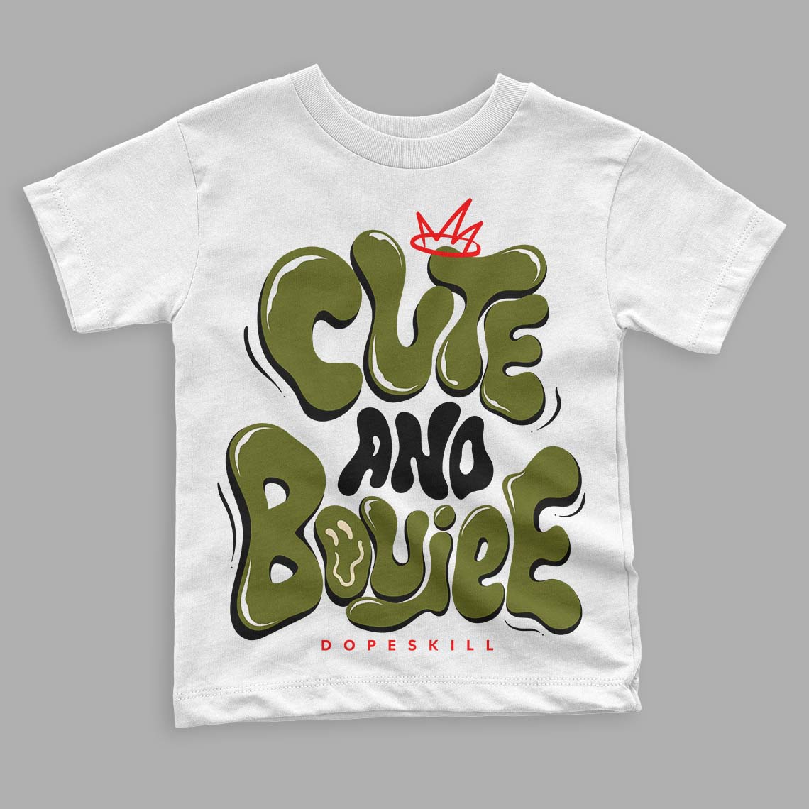 Travis Scott x Jordan 1 Low OG “Olive” DopeSkill Toddler Kids T-shirt Cute and Boujee Graphic Streetwear - White