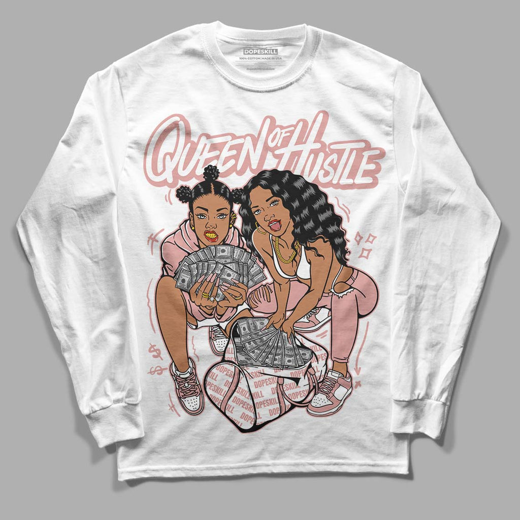 Rose Whisper Dunk Low DopeSkill Long Sleeve T-Shirt Queen Of Hustle Graphic - White 