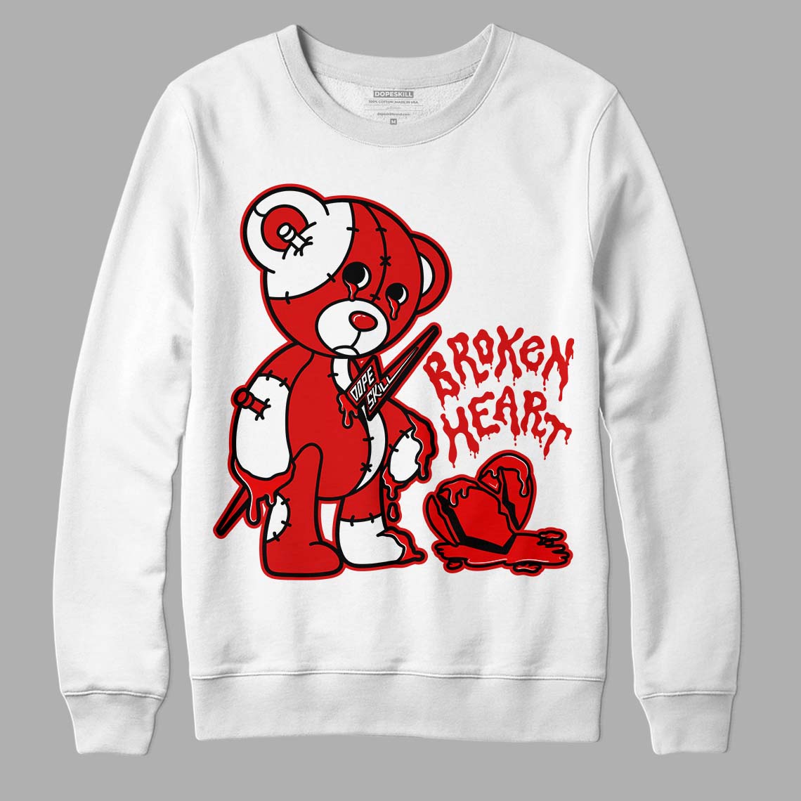 Jordan 12 Retro ‘Gym Red’ DopeSkill Sweatshirt Broken Heart Graphic Streetwear - White