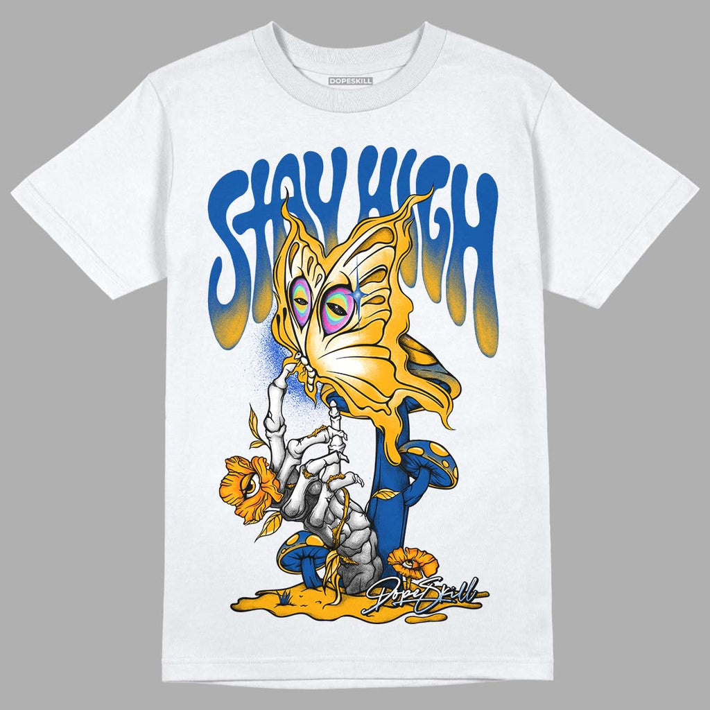 Dunk Blue Jay and University Gold DopeSkill T-Shirt Stay High Graphic Streetwear - White