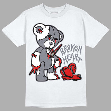 Fire Red 9s DopeSkill T-Shirt Broken Heart Graphic - White 