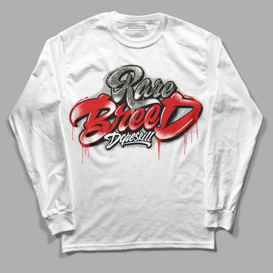Fire Red 3s DopeSkill Long Sleeve T-Shirt Rare Breed Type Graphic - White 