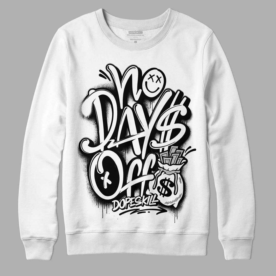 Dunk Low Panda White Black DopeSkill Sweatshirt No Days Off Graphic - White 