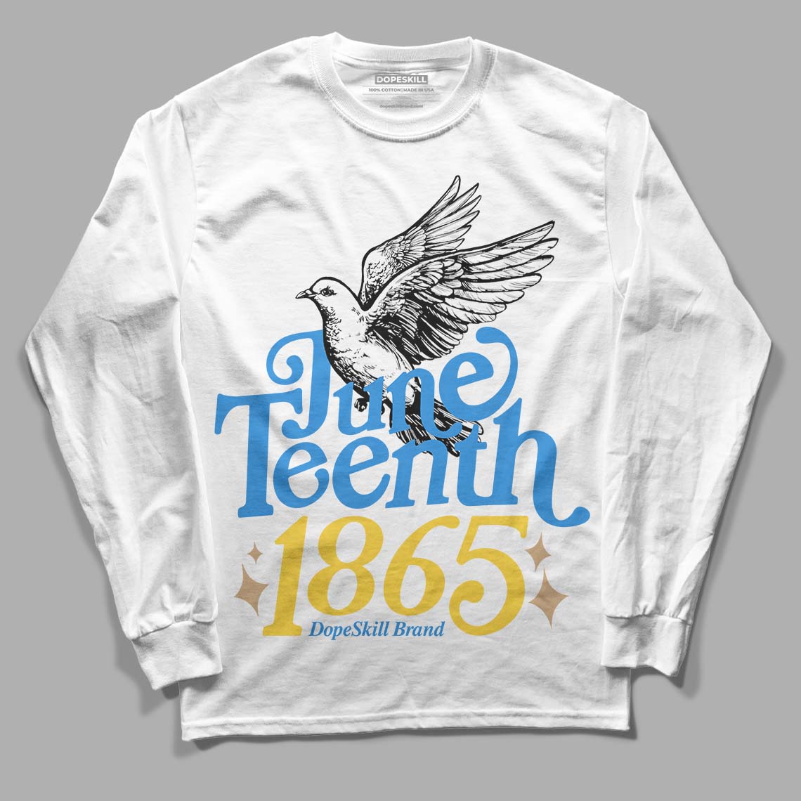 Dunk Low Pro SB Homer DopeSkill Long Sleeve T-Shirt Juneteenth 1865 Graphic Streetwear - White