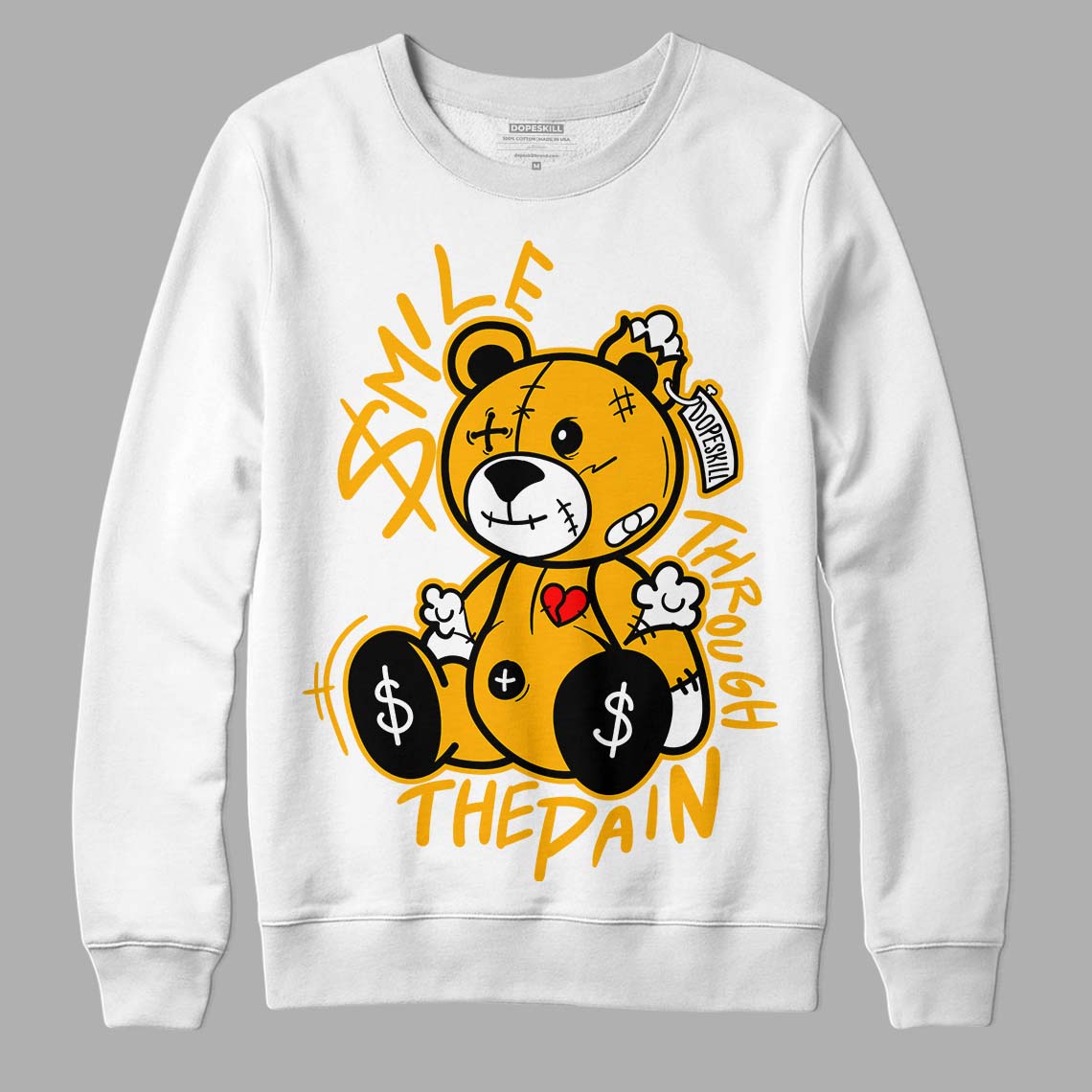 Goldenrod Dunk DopeSkill Sweatshirt BEAN Graphic - White 