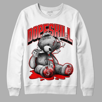 Cherry 11s DopeSkill Sweatshirt Sick Bear Graphic - White