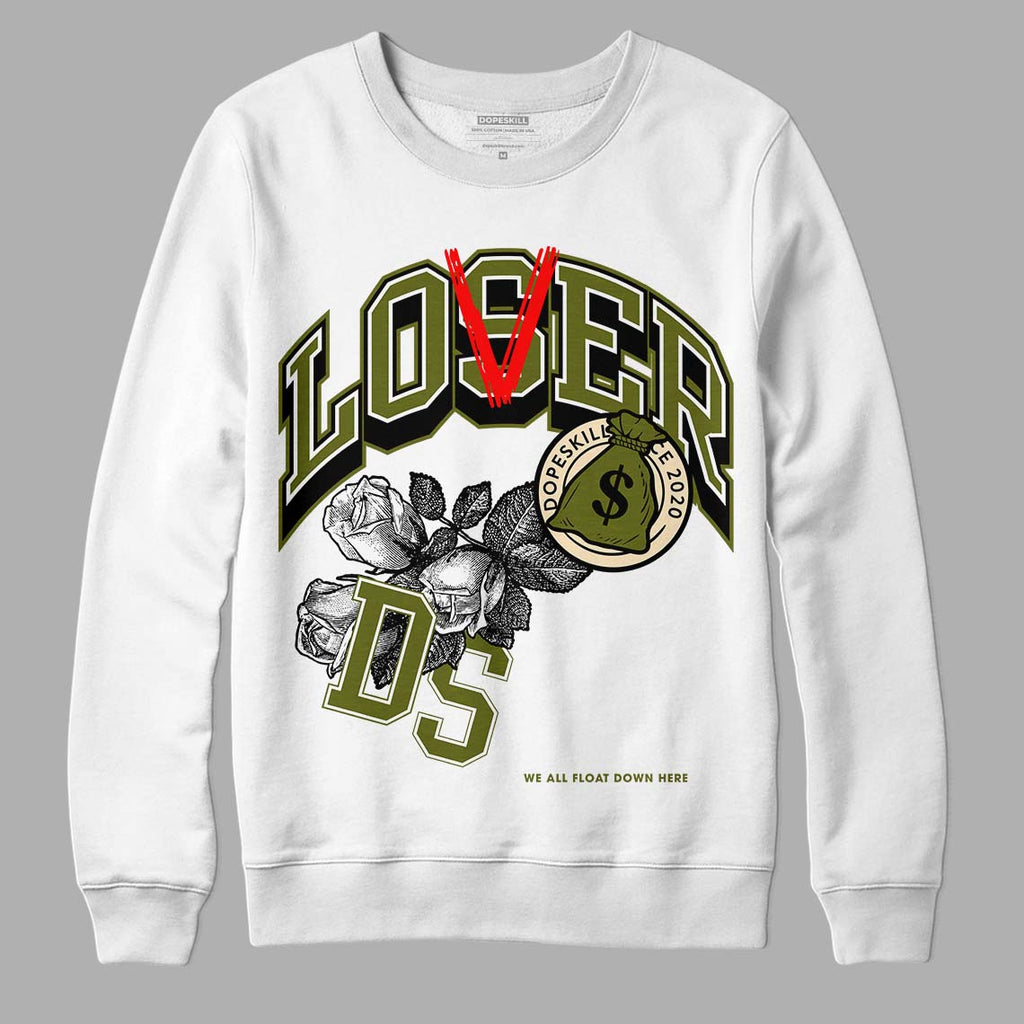 Travis Scott x Jordan 1 Low OG “Olive” DopeSkill Sweatshirt Loser Lover Graphic Streetwear - White