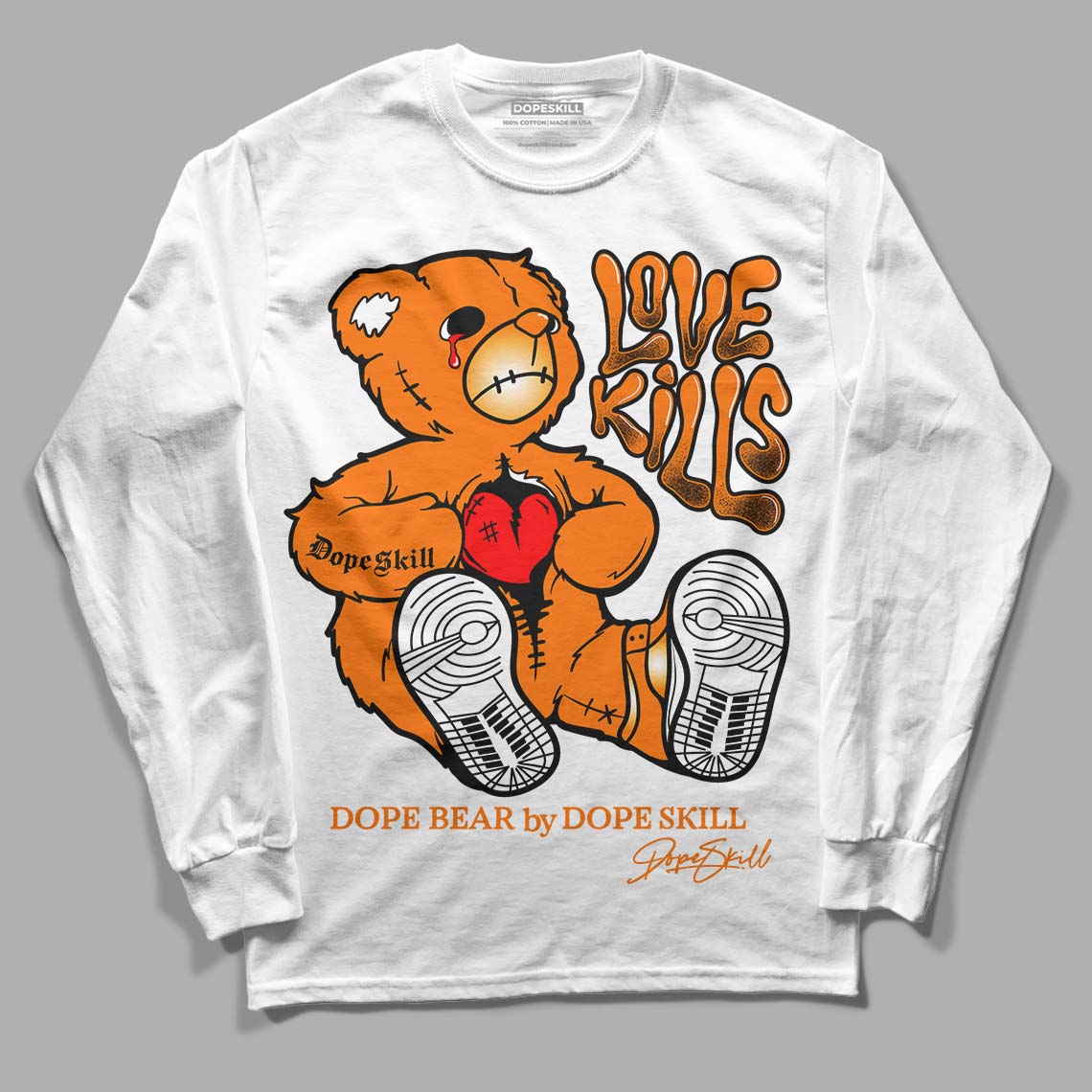 Wmns Dunk Low 'Magma Orange DopeSkill Long Sleeve T-Shirt Love Kills Graphic Streetwear - White