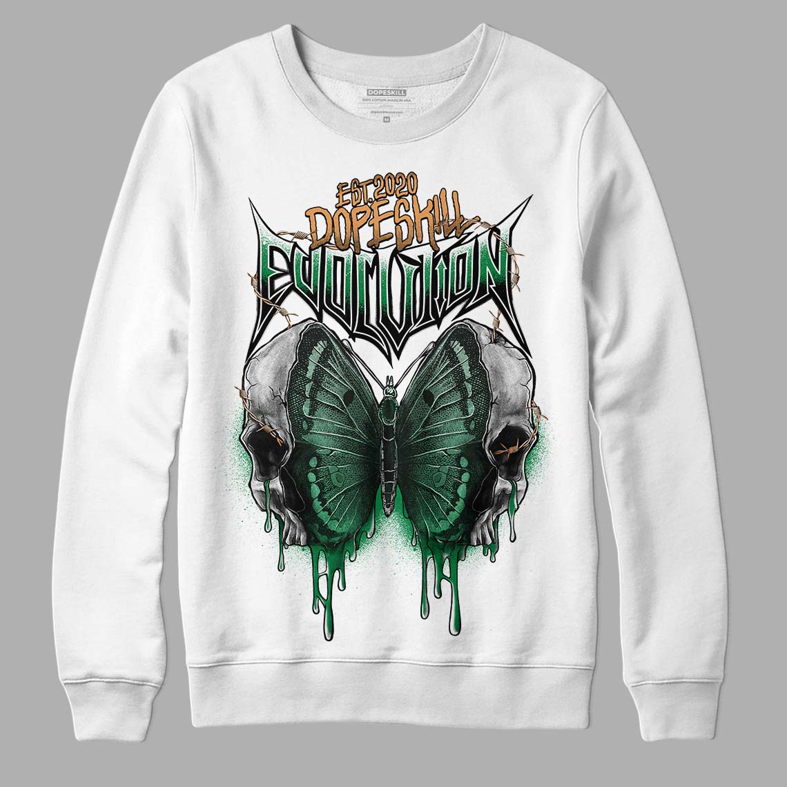 Nike SB x Jordan 4 “Pine Green” DopeSkill Sweatshirt DopeSkill Evolution Graphic Streetwear - White