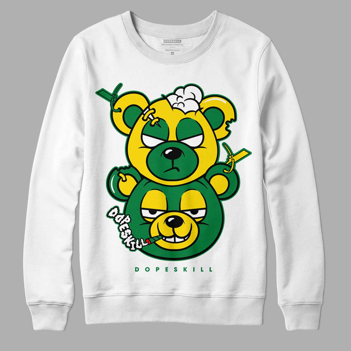 Dunk Low Reverse Brazil DopeSkill Sweatshirt New Double Bear Graphic - White