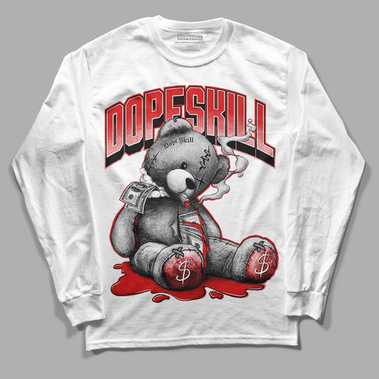 Gym Red 9s DopeSkill Long Sleeve T-Shirt Sick Bear Graphic - White 