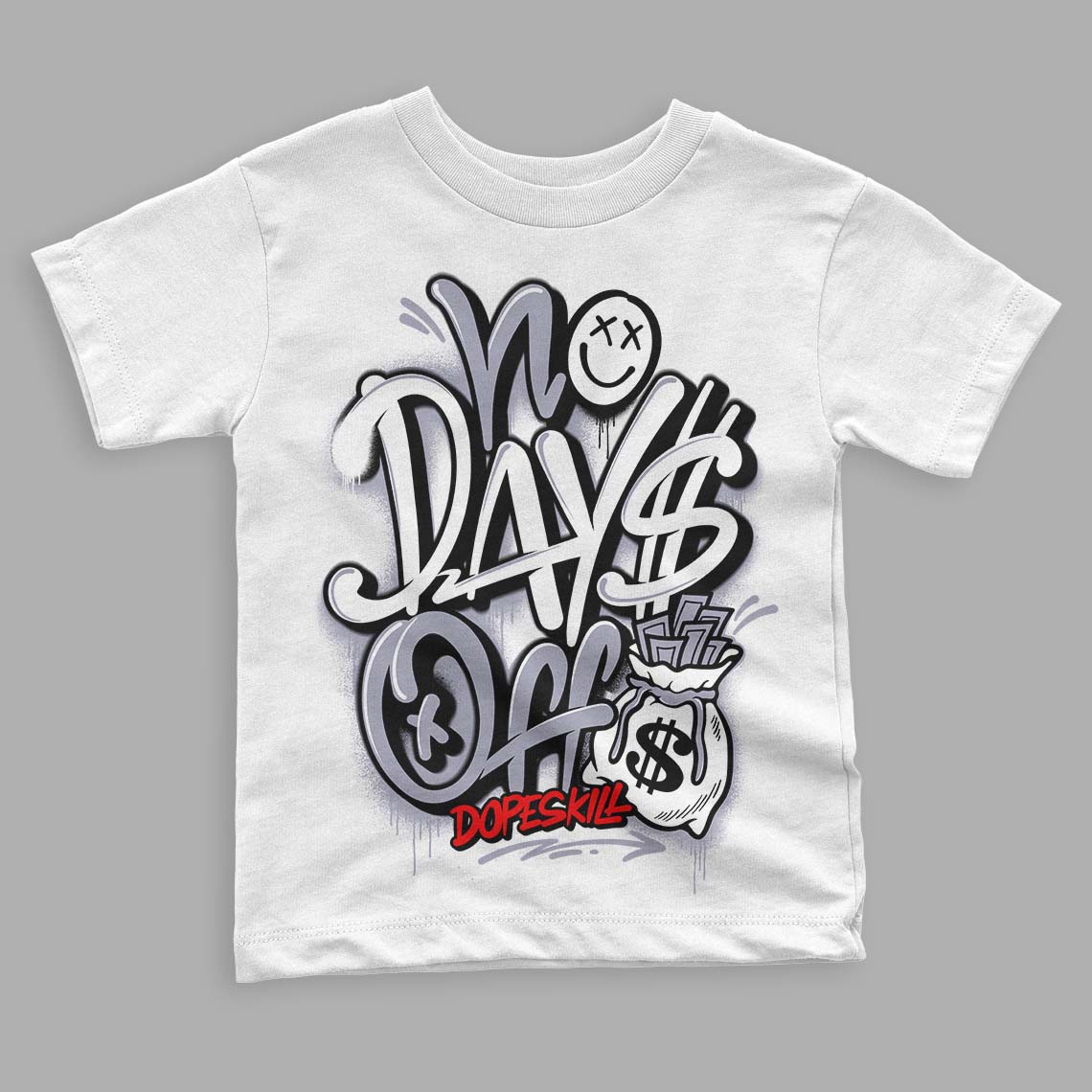 Jordan 13 Retro 'Black Flint' DopeSkill Toddler Kids T-shirt No Days Off Graphic Streetwear - White