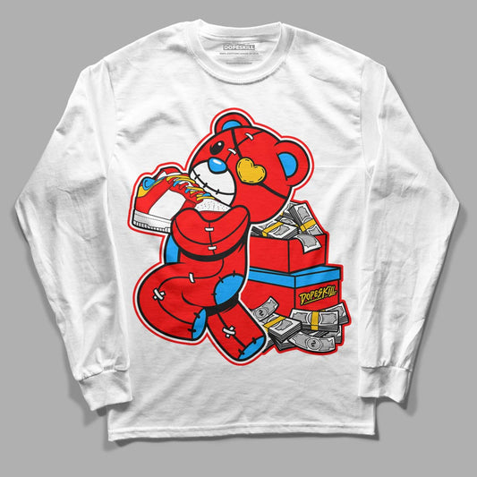 Fruity Pebbles Dunks DopeSkill Long Sleeve T-Shirt Bear Steals Sneaker Graphic - White 