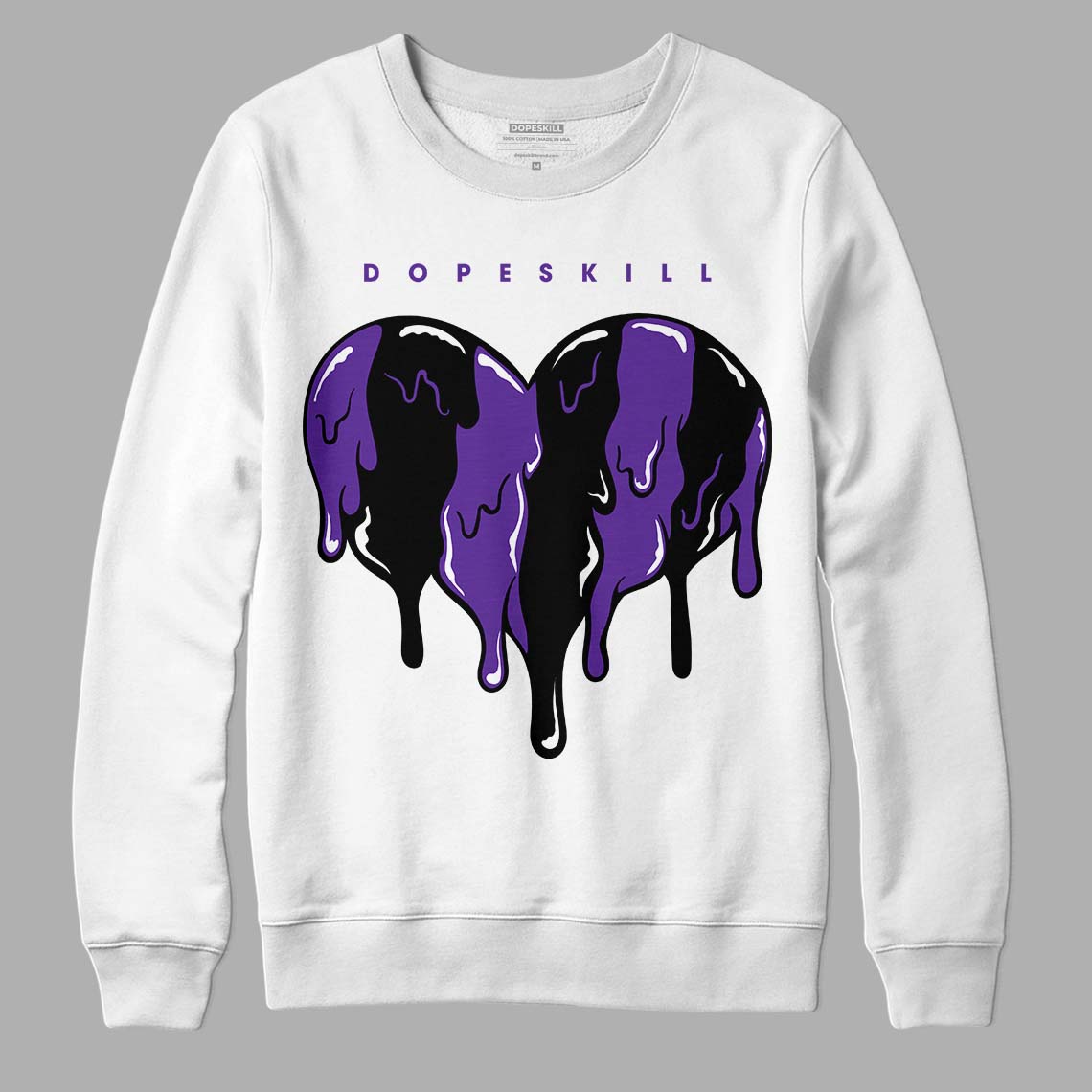 PURPLE Collection DopeSkill Sweatshirt Slime Drip Heart Graphic - White 