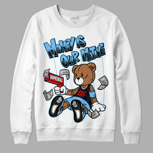 Cactus Jack 4s DopeSkill Sweatshirt Money Is Our Motive Bear Graphic - White 