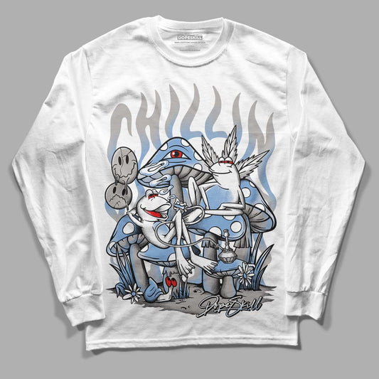 Jordan 5 Retro University Blue DopeSkill Long Sleeve T-Shirt Chillin Graphic Streetwear - White