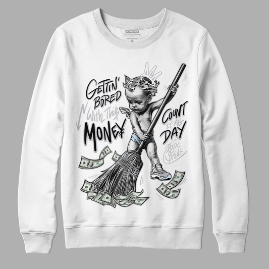 Jordan 11 Retro Low Cement Grey DopeSkill Sweatshirt Gettin Bored With This Money Graphic Streetwear - White