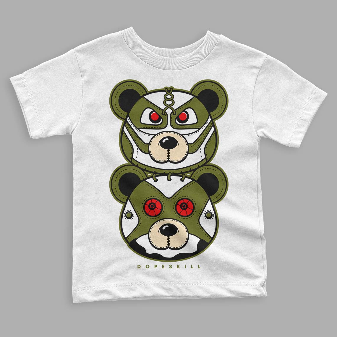 Travis Scott x Jordan 1 Low OG “Olive” DopeSkill Toddler Kids T-shirt Leather Bear Graphic Streetwear - White