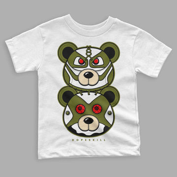 Travis Scott x Jordan 1 Low OG “Olive” DopeSkill Toddler Kids T-shirt Leather Bear Graphic Streetwear - White