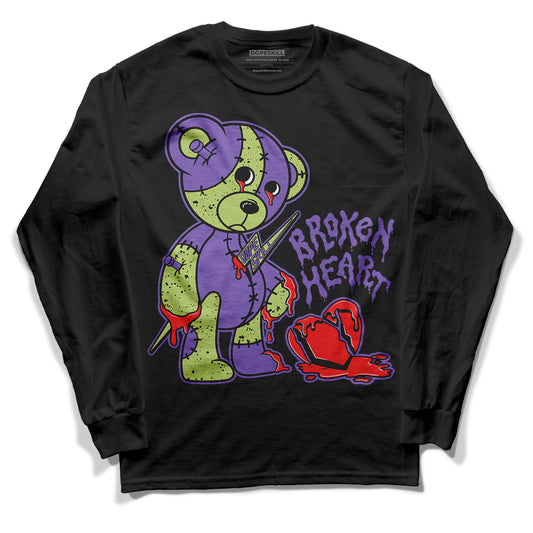 Canyon Purple 4s DopeSkill Long Sleeve T-Shirt Broken Heart Graphic - Black 