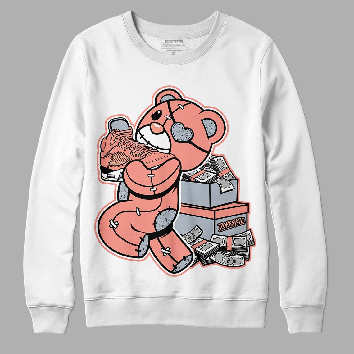 DJ Khaled x Jordan 5 Retro ‘Crimson Bliss’ DopeSkill Sweatshirt Bear Steals Sneaker Graphic Streetwear - White 