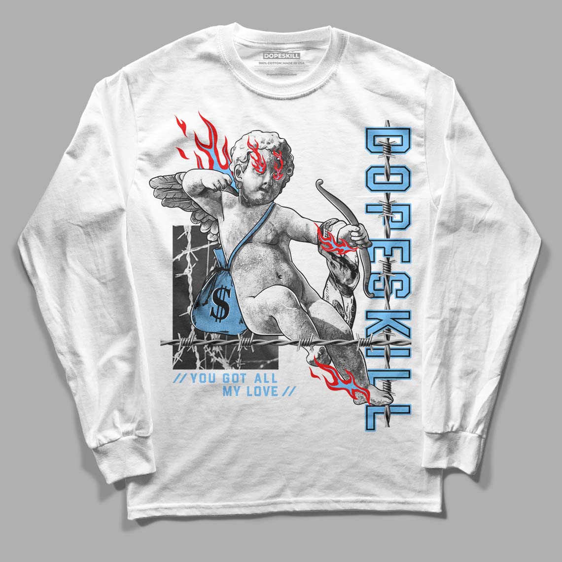 Travis Scott x Jordan 4 Retro 'Cactus Jack' DopeSkill Long Sleeve T-Shirt You Got All My Love Graphic Streetwear - White 