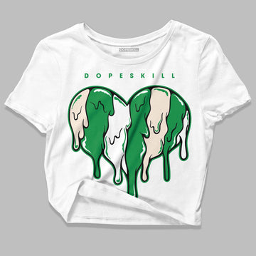 Jordan 2 Retro Lucky Green DopeSkill Women's Crop Top Slime Drip Heart Graphic Streetwear - White 