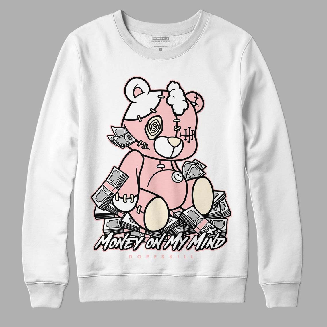 Jordan 1 High OG WMNS Washed Pink DopeSkill Sweatshirt MOMM Bear Graphic Streetwear  - White 