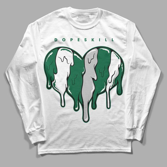 Gorge Green 1s DopeSkill Long Sleeve T-Shirt Slime Drip Heart Graphic - White 