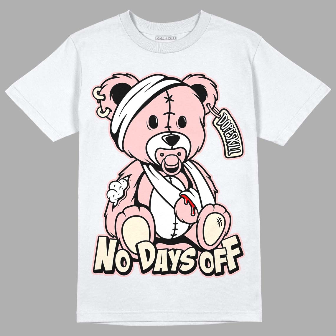 Jordan 1 High OG WMNS Washed Pink DopeSkill T-Shirt Hurt Bear Graphic Streetwear - White