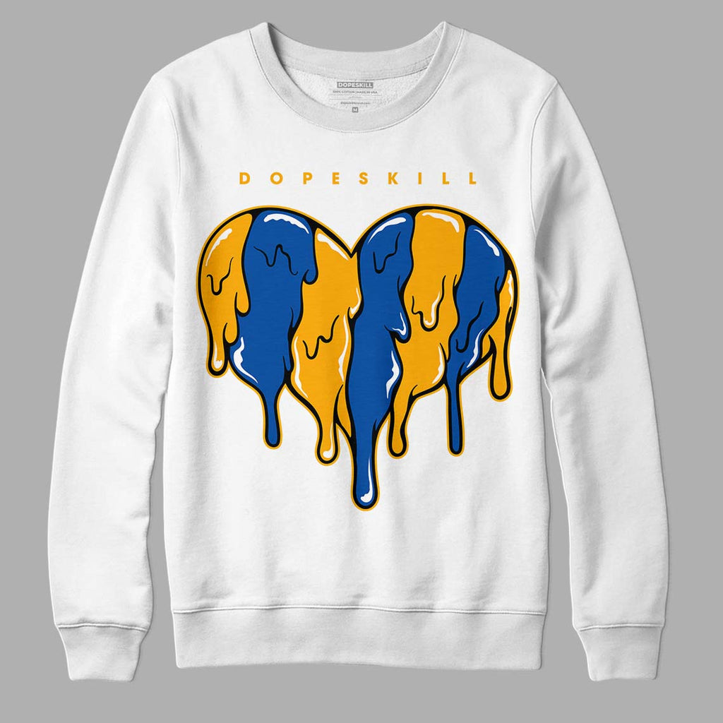 Dunk Blue Jay and University Gold DopeSkill Sweatshirt Slime Drip Heart Graphic Streetwear - White