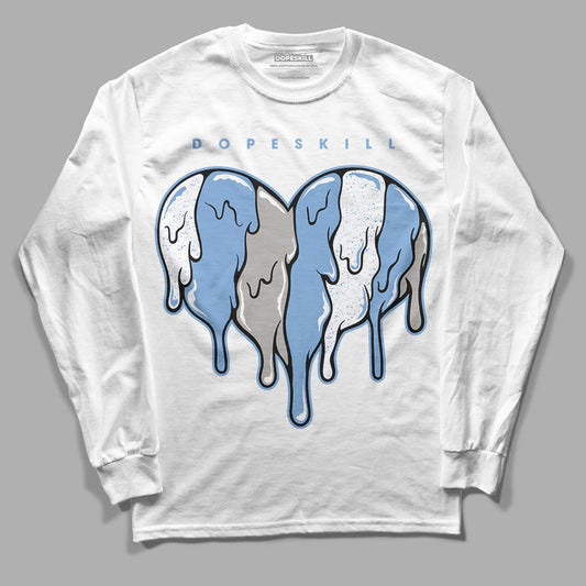 Jordan 5 Retro University Blue DopeSkill Long Sleeve T-Shirt Slime Drip Heart Graphic Streetwear - White