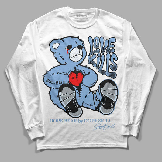 Jordan 5 Retro University Blue DopeSkill Long Sleeve T-Shirt Love Kills Graphic Streetwear - White 