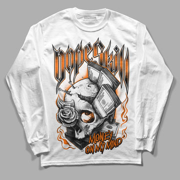 Orange Black White DopeSkill Long Sleeve T-Shirt Money On My Mind Graphic - White 