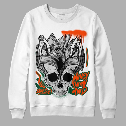 Dunk Low Team Dark Green Orange DopeSkill Sweatshirt MOMM Skull Graphic - White