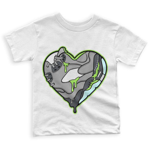 Green Bean 5s DopeSkill Toddler Kids T-shirt Heart Jordan 5 Graphic - White 
