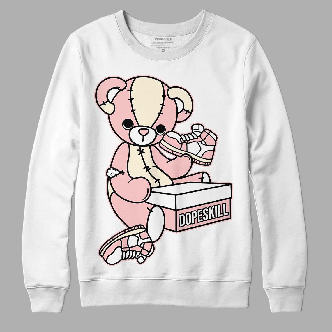 Jordan 1 High OG WMNS Washed Pink DopeSkill Sweatshirt Sneakerhead BEAR Graphic Streetwear - White 