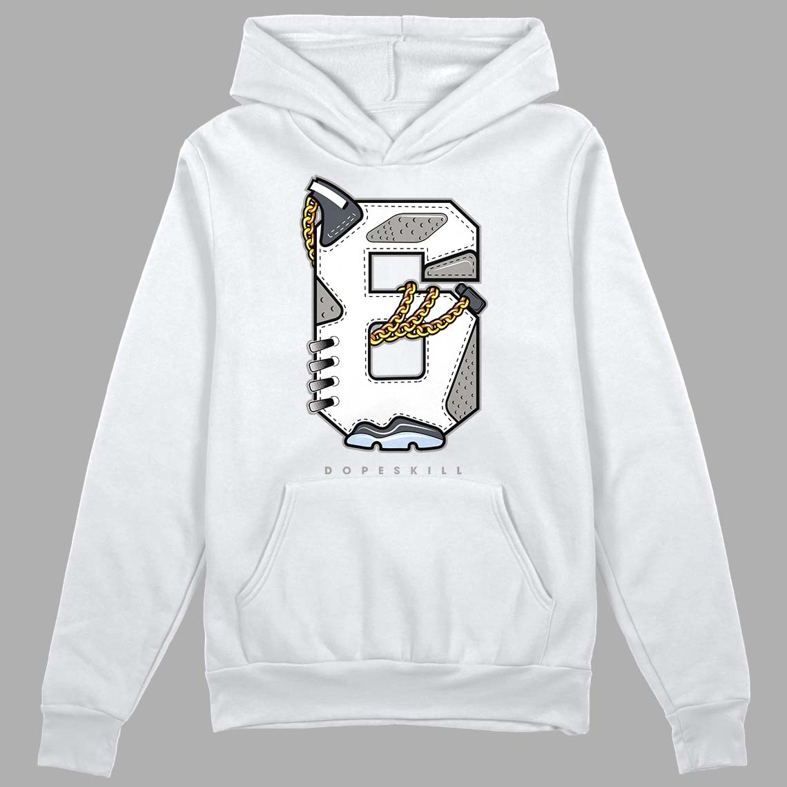 Jordan 6 Retro Cool Grey DopeSkill Hoodie Sweatshirt No.6 Graphic Streetwear - White 