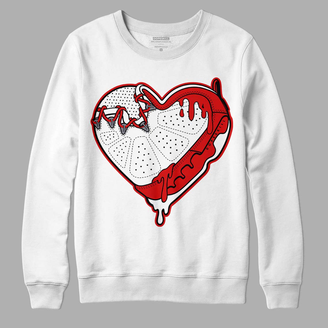 Gym Red 9s DopeSkill Sweatshirt Heart Jordan 9 Graphic - White 