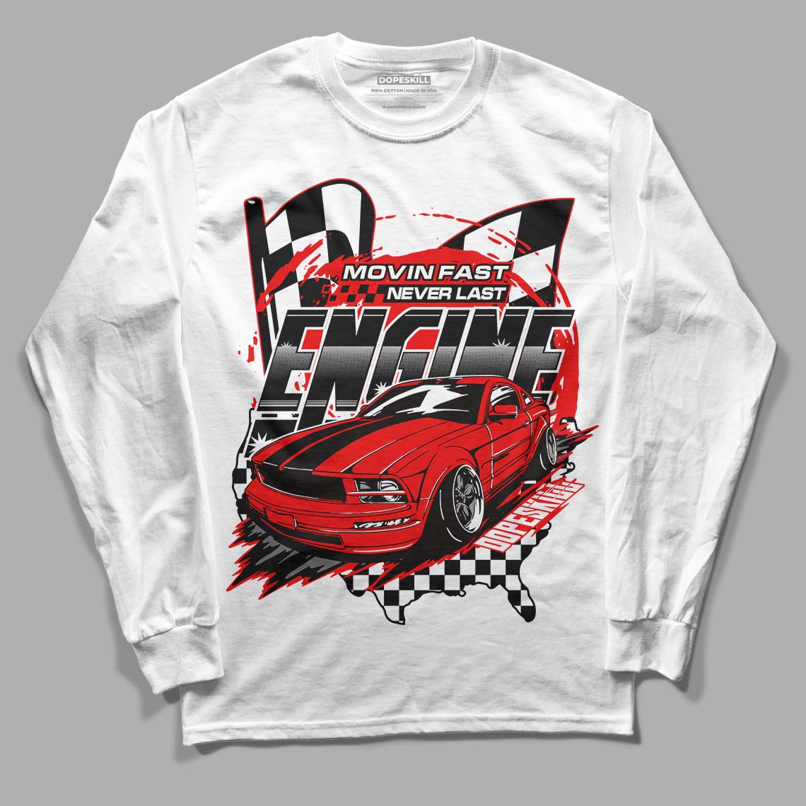 Cherry 11s DopeSkill Long Sleeve T-Shirt ENGINE Tshirt Graphic - White