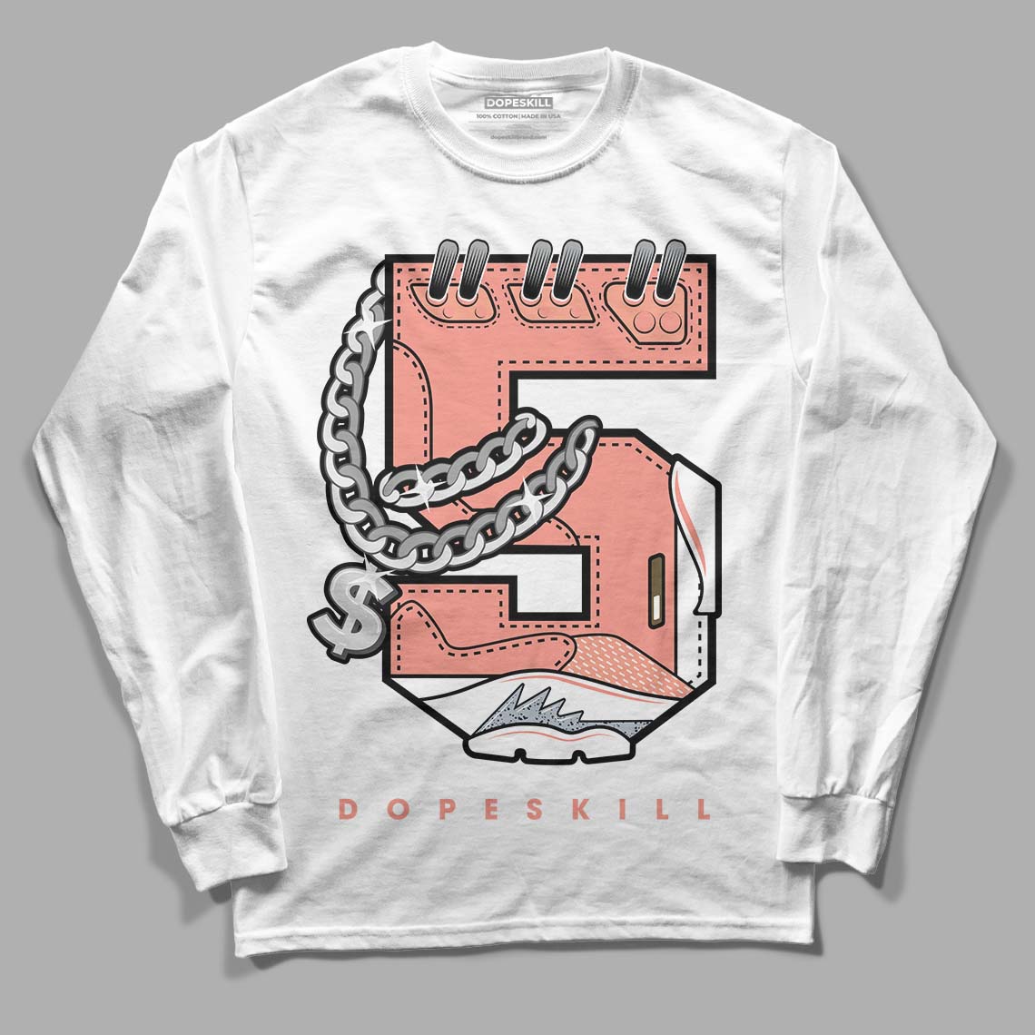 DJ Khaled x Jordan 5 Retro ‘Crimson Bliss’ DopeSkill Long Sleeve T-Shirt No.5 Graphic Streetwear - White 