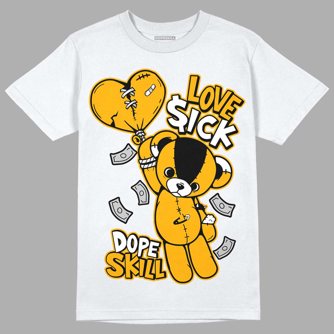 Goldenrod Dunk DopeSkill T-Shirt Love Sick Graphic - White 