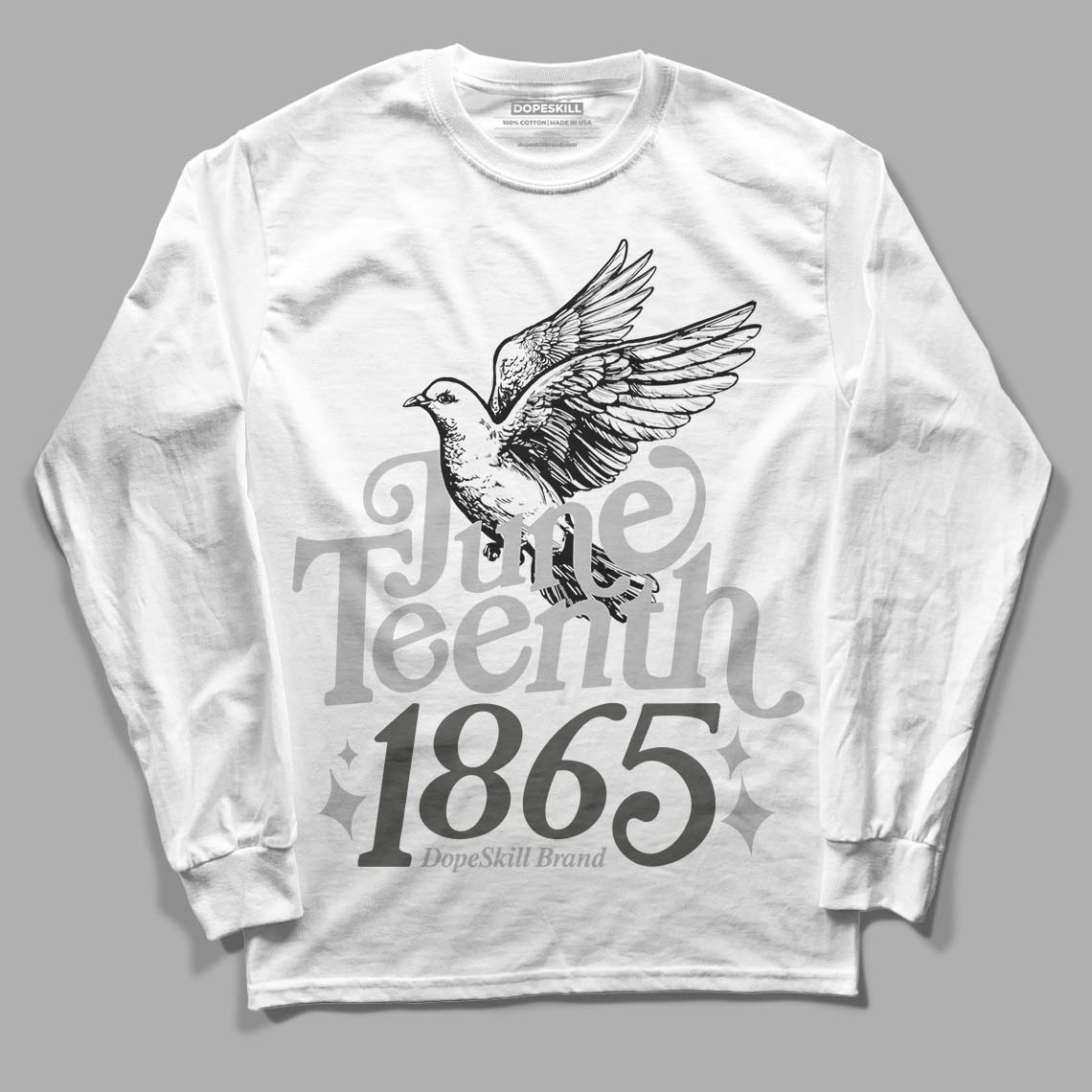 Jordan 4 Retro SE Craft Photon Dust DopeSkill Long Sleeve T-Shirt Juneteenth 1865 Graphic Streetwear - White