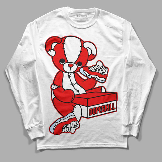 Cherry 11s DopeSkill Long Sleeve T-Shirt Sneakerhead BEAR Graphic - White